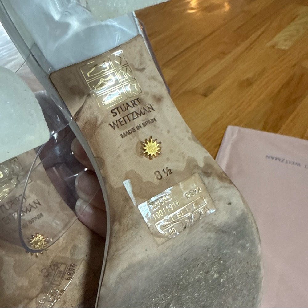STUART WEITZMAN Women's Size 8.5US 39EU Clear/White Kristal Clear Sandals - Picture 6 of 9